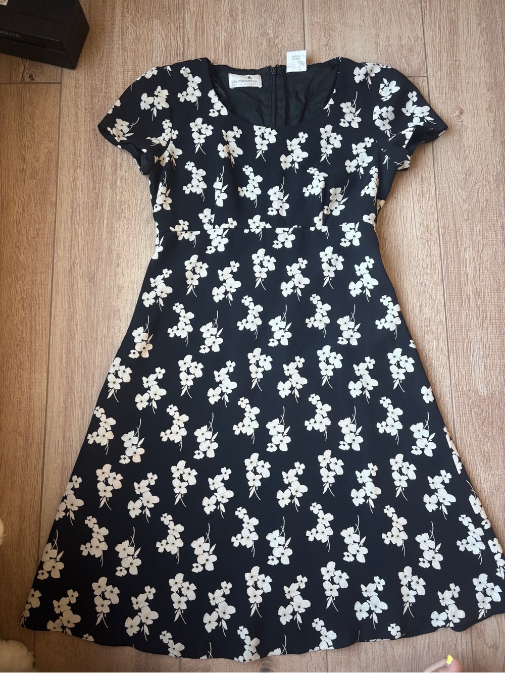 Liz Claiborne Black Mini Dress with White Floral Print